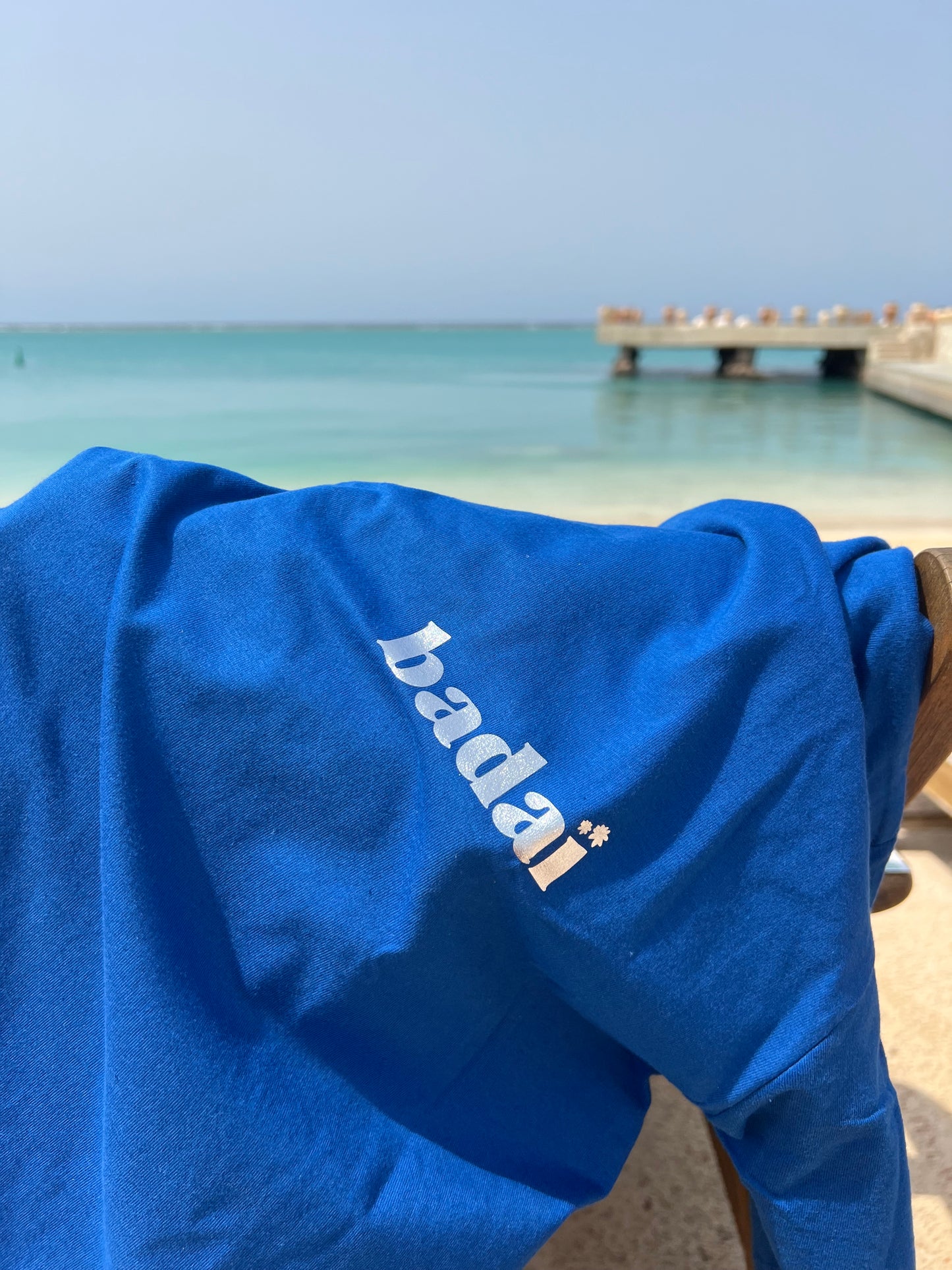 Gulf shores charm Oversized Tee - Azure Blue Silver